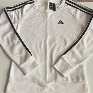 Adidas XS White Crewneck with Black Stripes